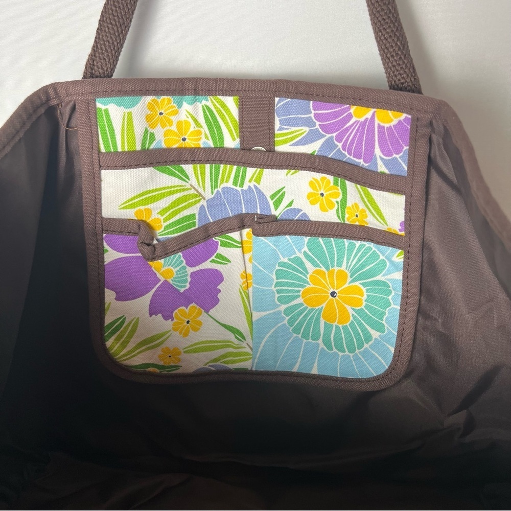 Pottery Barn Teen Multicolor Floral Fabric Tote Bag Pockets Farmers Market Bag - Picture 5 of 10